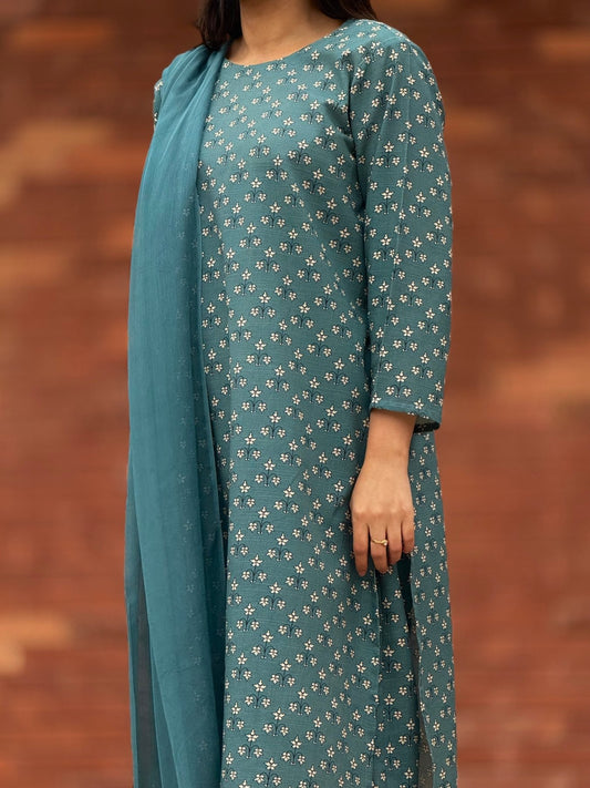 Evening Blue (Unstitched khaddar) 5m