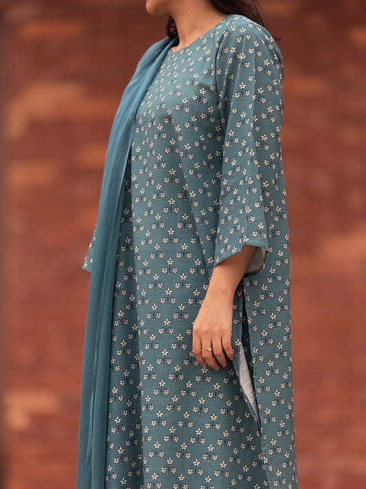 Evening Blue (Unstitched khaddar) 5m