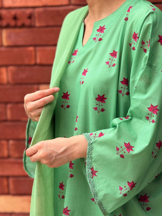 Petal Green - Premium Lawn Unstitched 5m