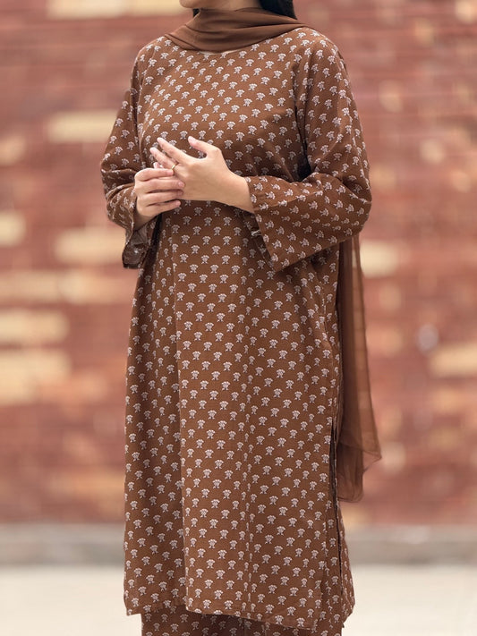 Mud Brown (Unstitched khaddar) 5m