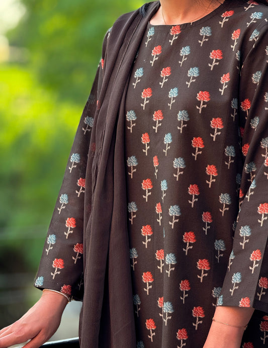 Charcoal Brown (Unstitched Light khaddar) 5m