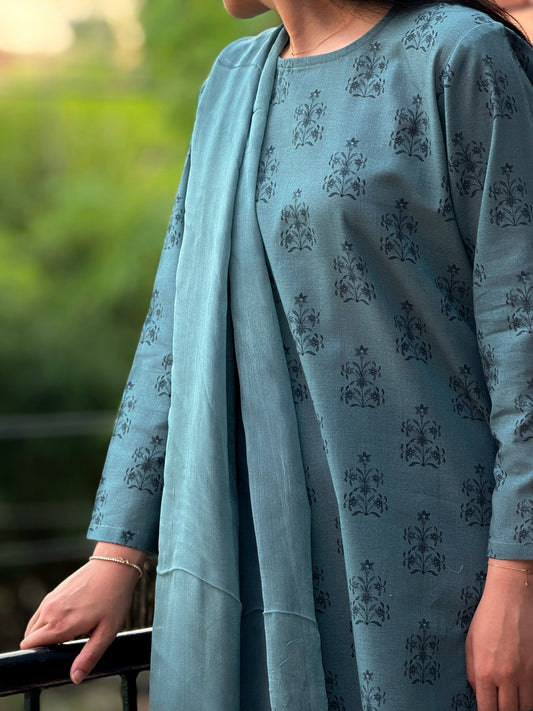 Pastel Night Blue (Unstitched Light khaddar) 5m