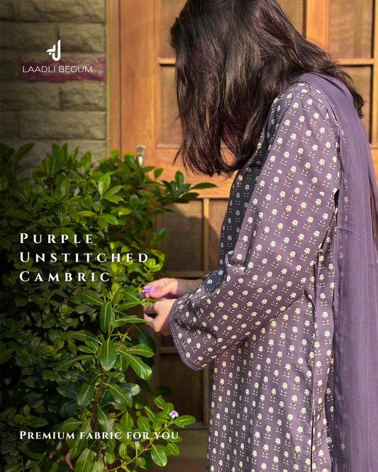 Purple Grey (Unstitched Premium Cambric Cotton)