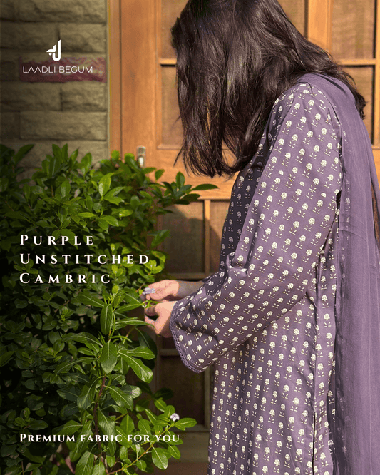 Purple Grey (Unstitched Premium Cambric Cotton)
