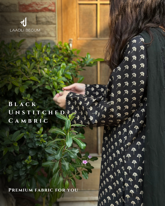 Black (Unstitched Premium Cambric Cotton)