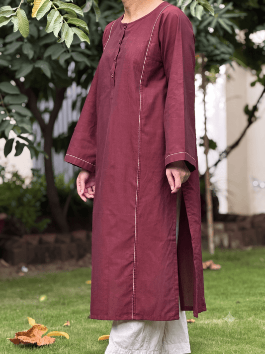 Midnight Maroon Kurta (Stitched)