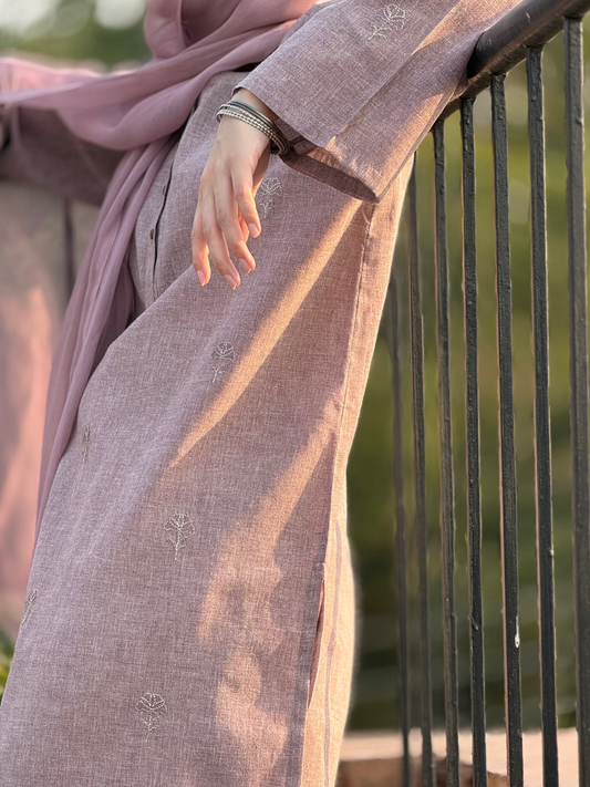 Embroidered Pastel Purple Kurta( Stitched Festive )