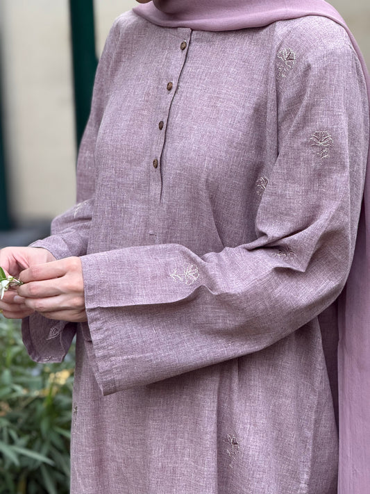 Embroidered Pastel Purple Kurta( Stitched Festive )