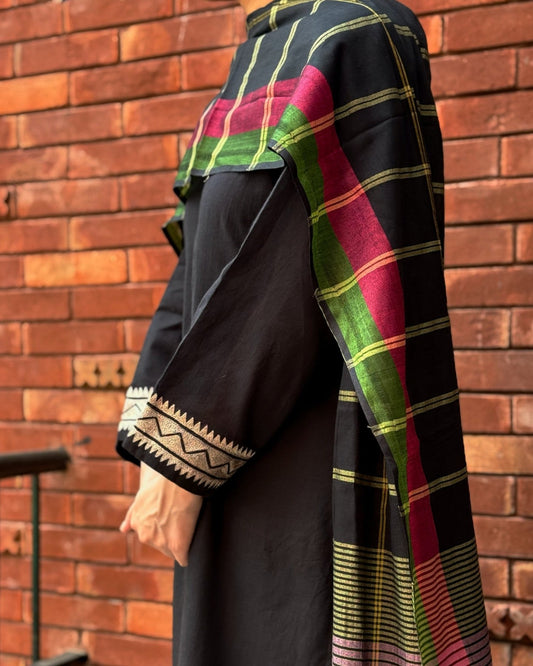 Unstitched Black shirt cotton khaddi (with dupatta)