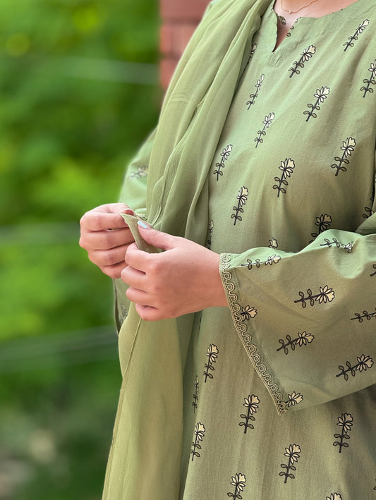 Light Green - Premium Lawn Unstitched 5m