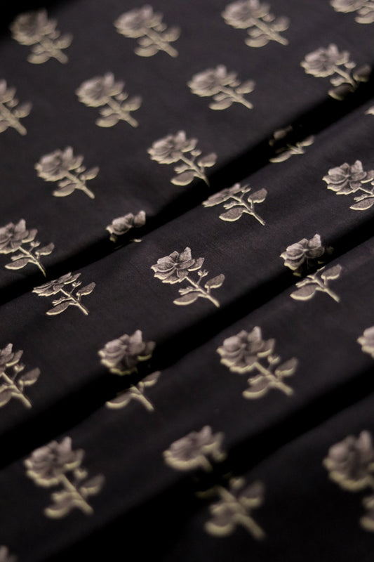 Charcoal black premium lawn unstitched 5m