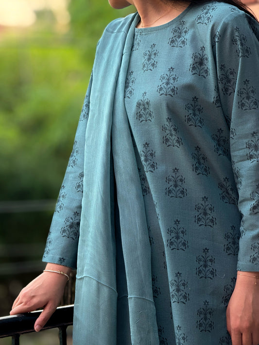 Pastel Night Blue (Unstitched Light khaddar) 5m