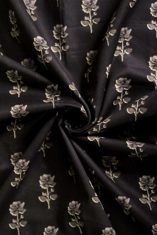 Charcoal black premium lawn unstitched 5m