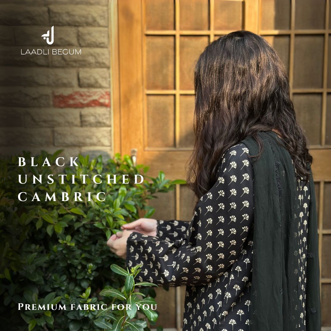 Black (Unstitched Premium Cambric Cotton)