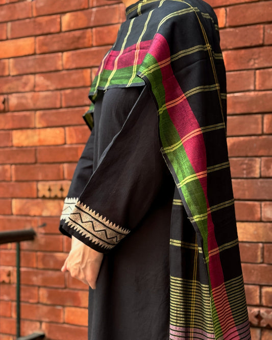 Unstitched Black shirt cotton khaddi  (with dupatta)