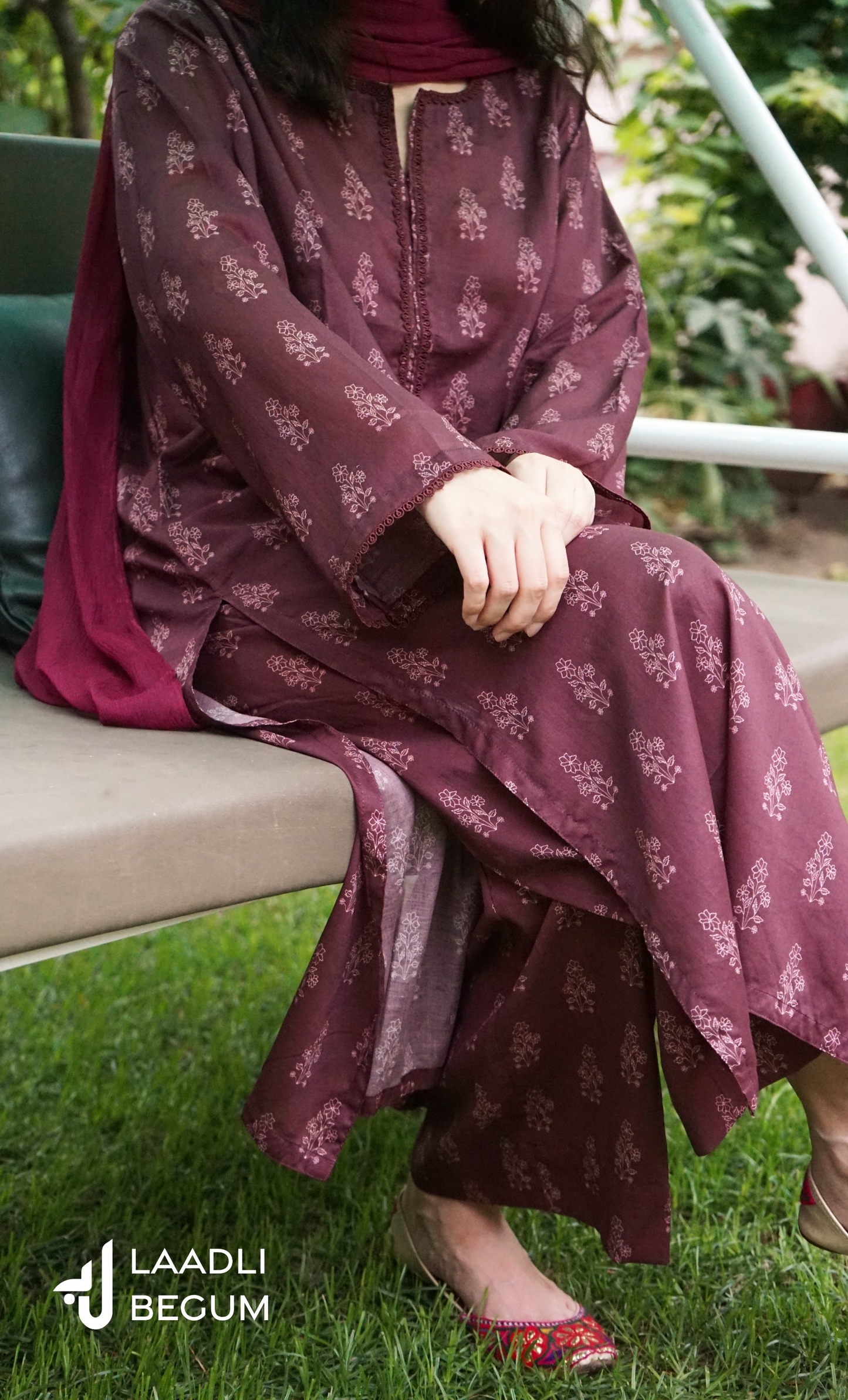 Maroon (Premium Unstitched Lawn)